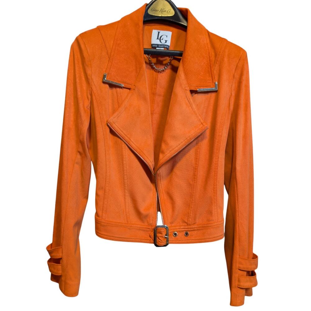 Lena Gabrielle Women's 6 Soft Moto Riding Baddie Crop Faux Zip Jacket